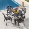 Costway 4pcs Patio Cast Aluminum Dining Chairs Armrests Outdoor Stackable Bronze/White