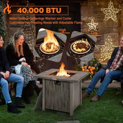 Costway 28'' Patio Square Fire Pit Table 40,000 BTU Propane Gas Table With Lid & Lava Rocks 6 Costway 28'' Patio Square Fire Pit Table 40,000 BTU Propane Gas Table With Lid & Lava Rocks - Image 6