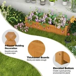 Costway Wooden Rectangular Planter Box Raised Garden Bed For Plants With 4 Corner Drainage -Outdoor Deals Garden Store GUEST 9f723376 db2d 4b2f 8280 5139d0a33a9d