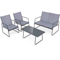Costway 4-Piece Metal Patio Furniture Chat Set Outdoor Conversation Table Garden -Outdoor Deals Garden Store GUEST a0392d02 24e1 473d a261 d9ce9582ac94