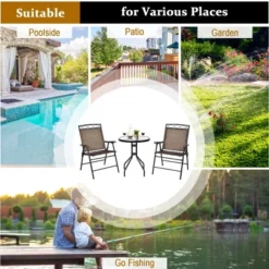 Costway 3 PCS Bistro Conversation Patio Pub Dining Set W/ 2 Folding Chairs & Glass Table 12 Costway 3 PCS Bistro Conversation Patio Pub Dining Set W/ 2 Folding Chairs & Glass Table -Outdoor Deals Garden Store GUEST a043f2d9 bb94 4679 8bba 1e2d980a7457