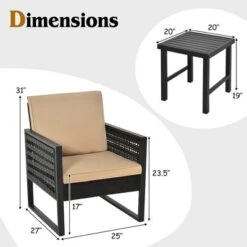 Costway 3PCS Patio Rattan Bistro Furniture Set Cushioned Sofa Chair Coffee Table Garden -Outdoor Deals Garden Store GUEST a08173ec 15e5 4b21 bbee c08db33e4248