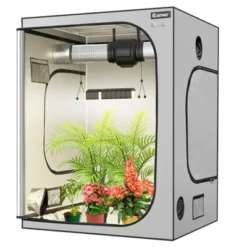 Costway 5x5 Grow Tent, 60''x60''x80'' High Reflective Mylar W/Observation Window GrayBlack -Outdoor Deals Garden Store GUEST a0e04cf5 ba62 420a a989 0daca10e5fee