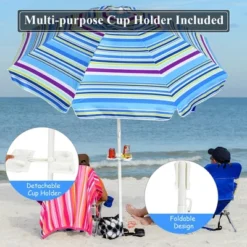 Costway 7.2 FT Portable Beach Umbrella Tilt Sand Anchor Cup Holder W/Carry Bag -Outdoor Deals Garden Store GUEST a2327c1b b463 4629 a202 404d726c5522