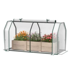 Costway Raised Garden Bed With Dual Zipper Door Greenhouse For Patios And Backyards Grey/Natural -Outdoor Deals Garden Store GUEST a36fa0ef 14a0 4e94 8450 5b6e03ccabdb