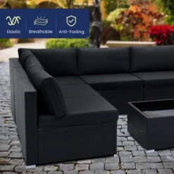 Costway 10 PCS Patio Rattan Furniture Set Outdoor Wicker Sofa Table Cushioned Seat Black/Brown -Outdoor Deals Garden Store GUEST a37a7b20 10d0 4fb9 afc9 e03a8db963b2