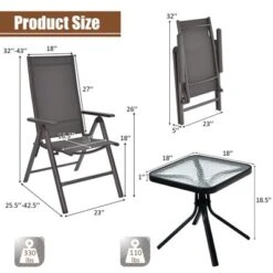 Costway 3PCS Bistro Set Folding Adjustable Chairs Square Glass Table Garden -Outdoor Deals Garden Store GUEST a3b6cefa e3f1 45b4 ae0b ebbd9065d683