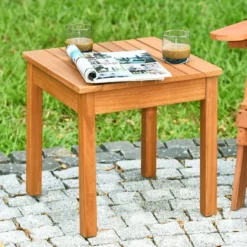 Costway 2PCS Wooden Square Side End Table Patio Coffee Bistro Table Indoor Outdoor Natural -Outdoor Deals Garden Store GUEST a3e17b27 c81c 46bf aa55 1c1ed2467c46