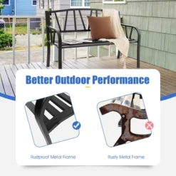 Costway Outdoor Patio Garden Bench Metal Frame With Ergonomic Armrest 660 Lbs Max Load -Outdoor Deals Garden Store GUEST a49953c5 6d02 48d0 bf68 ee65c4e4b1a3