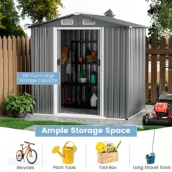 Costway 6 X 4 FT Outdoor Storage Shed Galvanized Steel Shed With Lockable Sliding Doors -Outdoor Deals Garden Store GUEST a4a286b8 d0fb 4e57 a586 34f1bd49d91d