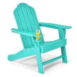 Costway Patio Adirondack Chair Weather Resistant Garden Deck W/Cup Holder WhiteBlackGreyTurquoise -Outdoor Deals Garden Store GUEST a4c03294 0bab 4b0a a8af 84f534c77a28