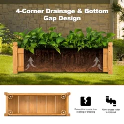 Costway Wooden Rectangular Planter Box Raised Garden Bed For Plants With 4 Corner Drainage -Outdoor Deals Garden Store GUEST a5e3981a 5cc9 49a6 9acd f2e43974b7e3