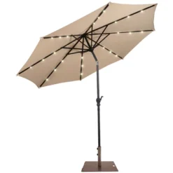 Costway 10ft Solar Lights Patio Umbrella Outdoor W/ 50 LBS Movable Umbrella Stand Red -Outdoor Deals Garden Store GUEST a66be301 a53d 436a 868b 53ec05949543