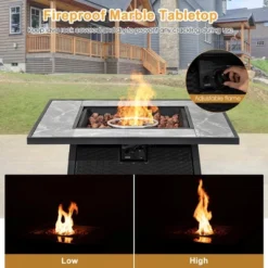 Costway 35'' Propane Gas Fire Pit Table Patio PE Wicker Rattan W/ Lava Rocks PVC Cover -Outdoor Deals Garden Store GUEST a6b5c6ec f1c6 4efc 874d 8cc08ba17376