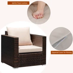 Costway 3PCS Patio Rattan Outdoor Furniture Set W/ Cushioned Sofa Coffee Table -Outdoor Deals Garden Store GUEST a6d9c4c9 0bff 4b3d 8776 ab458019d2a6