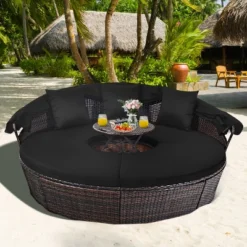 Costway Patio Rattan Daybed Cushioned Sofa Adjustable Table Top Canopy Black 11 Costway Patio Rattan Daybed Cushioned Sofa Adjustable Table Top Canopy Black -Outdoor Deals Garden Store GUEST a70f4ad8 e303 4bc0 bee3 03c65187f61d