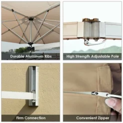 Costway 8ft Wall-Mounted Umbrella Telescopic Folding Tilt Sun Shade TanTurquoise -Outdoor Deals Garden Store GUEST a71f1f6f c7b5 44db 81fe 670b6b02f1d5