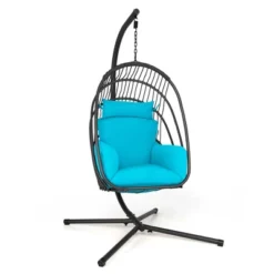 Costway Hanging Folding Egg Chair With Stand Soft Cushion Pillow Swing Hammock TurquoiseGreyRed 22 Costway Hanging Folding Egg Chair With Stand Soft Cushion Pillow Swing Hammock TurquoiseGreyRed -Outdoor Deals Garden Store GUEST a7354720 e24f 4e8f 9b0f feaef22b1d78