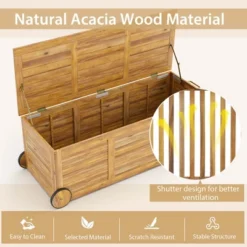 Costway 48 Gallon Acacia Wooden Patio Storage Deck Box Outdoor Storage Box With Wheels -Outdoor Deals Garden Store GUEST a7667490 322c 4591 bfea f142d6d0176b
