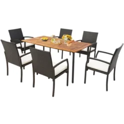 Costway Patio Rectangular Acacia Wood Dining Table With 1.9''Umbrella Hole Indoor&Outdoor 17 Costway Patio Rectangular Acacia Wood Dining Table With 1.9''Umbrella Hole Indoor&Outdoor -Outdoor Deals Garden Store GUEST a7a66fd5 fe61 410f a805 a1144ed346a5