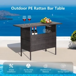 Costway Patio Rattan Wicker Bar Height Counter Table Storage Shelf Rail Garden 12 Costway Patio Rattan Wicker Bar Height Counter Table Storage Shelf Rail Garden -Outdoor Deals Garden Store GUEST a89b8b4b 9959 471a bb4d 7ac9c45e3319