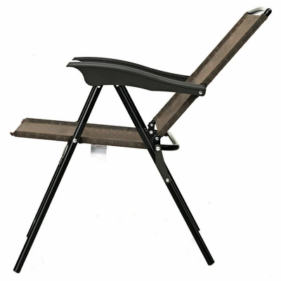 Costway 2PCS Folding Sling Chairs Steel Armrest Patio Camping W/Adjustable Back 6 Costway 2PCS Folding Sling Chairs Steel Armrest Patio Camping W/Adjustable Back - Image 6