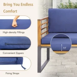 Costway 4pcs Patio Acacia Wood Chair Table Loveseat Cushioned Furniture Set Outdoor Navy 13 Costway 4pcs Patio Acacia Wood Chair Table Loveseat Cushioned Furniture Set Outdoor Navy -Outdoor Deals Garden Store GUEST a9219879 a433 4d95 945b 8841f1aeb0d0