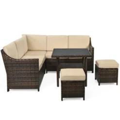 Costway 6PCS Patio Rattan Dining Sofa Furniture Set Ottoman Table Lower Shelf 17 Costway 6PCS Patio Rattan Dining Sofa Furniture Set Ottoman Table Lower Shelf -Outdoor Deals Garden Store GUEST a94fea8b fb9b 45ef 809d 760c7e61c975