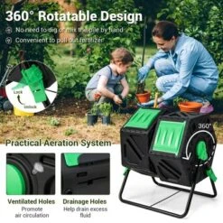 Costway Dual Chamber Compost Tumbler Outdoor Rotating Chamber Compost Bin 34.5 Gallon -Outdoor Deals Garden Store GUEST a9854585 5ce3 4949 830f 519cc6c77c7e