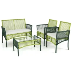 Costway 4PCS/8PCS Patio Round Wicker Conversation Set With Cushions Tempered Glass Side Table 19 Costway 4PCS/8PCS Patio Round Wicker Conversation Set With Cushions Tempered Glass Side Table -Outdoor Deals Garden Store GUEST a9b999a4 536f 4fd3 a50d 5055f1f29b6c