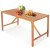 Costway Patio Rectangular Acacia Wood Dining Table 4-6 Person Outdoor 2'' Umbrella Hole