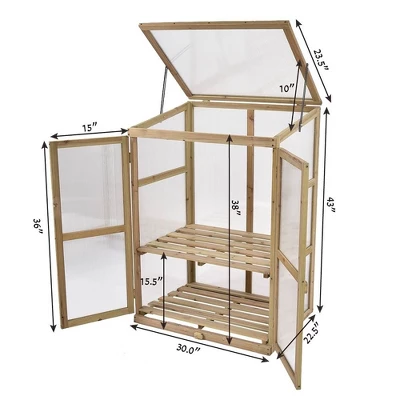 Costway Garden Portable Wooden GreenHouse Cold Frame Raised Plants Shelves Protection 2 Costway Garden Portable Wooden GreenHouse Cold Frame Raised Plants Shelves Protection - Image 2