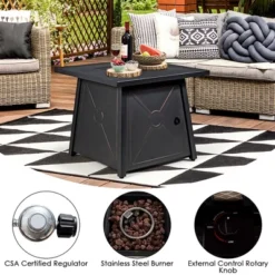 Costway 30'' Square Propane Gas Fire Pit Table 50,000 BTU W/ Waterproof Cover Lava Rock -Outdoor Deals Garden Store GUEST ab12c5a2 fbde 4b73 aa75 14b0e046155c