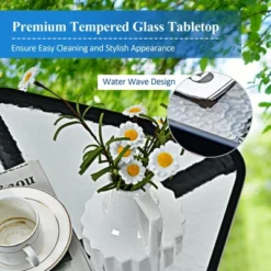 Costway 18'' Patio Coffee Side Table Square Tempered Glass Top Garden Deck -Outdoor Deals Garden Store GUEST ab5dd29f 47aa 4489 af00 fec2e4fb5df8