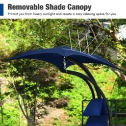 Costway Costway Patio Hanging Lounge Chaise Hammock Chair Removable Canopy Grey/Navy/Turquoise 14 Costway Costway Patio Hanging Lounge Chaise Hammock Chair Removable Canopy Grey/Navy/Turquoise -Outdoor Deals Garden Store GUEST ab822023 13ef 45ae 80f2 2eeb1f4cd8e9