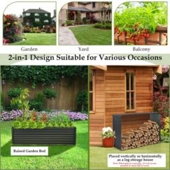 Costway 1 PC Galvanized Raised Garden Bed Outdoor Planter Box Firewood Rack Log Holder -Outdoor Deals Garden Store GUEST ab93f02c 0f48 46e4 8103 af7acf54ba74