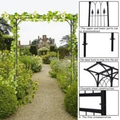 Costway Garden Wedding Rose Arch Pergola Archway Flowers Climbing Plants Trellis Metal -Outdoor Deals Garden Store GUEST abd30c80 3947 42f6 a6ca 5f0745d32a83
