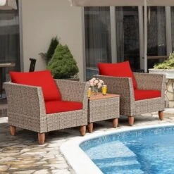 Costway 3PCS Patio Wicker Rattan Sofa Set Furniture Outdoor Acacia Wood Conversation -Outdoor Deals Garden Store GUEST ac18cae6 6413 49f6 b142 f0066e3dce49