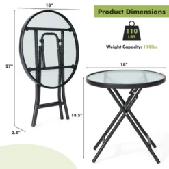 Costway Patio Folding Round Glass Side Table Bistro Coffee Table Plant Stand -Outdoor Deals Garden Store GUEST ac6b8262 b0f4 447e a03c 0cde9a1236c8