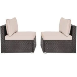 Costway 2PCS Patio Rattan Armless Sofa Sectional Conversation Furniture Set W/Cushion -Outdoor Deals Garden Store GUEST ad0af168 9385 4438 ba73 89f22b85160b