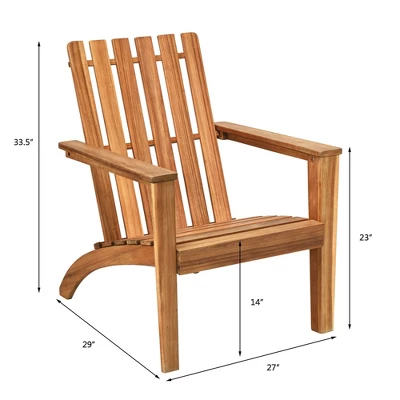 Costway 4PCS Outdoor Wooden Adirondack Chair Patio Lounge Chair W/ Armrest Natural 1 Costway 4PCS Outdoor Wooden Adirondack Chair Patio Lounge Chair W/ Armrest Natural