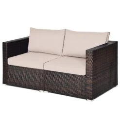 Costway 2PCS Patio Rattan Corner Sofa Sectional Furniture Cushion -Outdoor Deals Garden Store GUEST ae6092ce 534b 430d bcb8 97f9417f3263