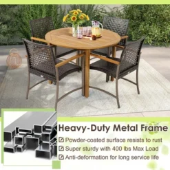 Costway Set Of 4 Patio Dining Chairs Outdoor Wicker Armchairs With Acacia Wood Armrests 10 Costway Set Of 4 Patio Dining Chairs Outdoor Wicker Armchairs With Acacia Wood Armrests -Outdoor Deals Garden Store GUEST af7b0c57 e34a 4067 91c2 b441f670e8d4