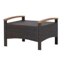 Costway Set Of 2 Patio Rattan Ottoman Footrest Cushions Wooden Handle Off WhiteBrownRedNavy -Outdoor Deals Garden Store GUEST afddaf28 1e4f 496c a6c8 1b448d6f108a