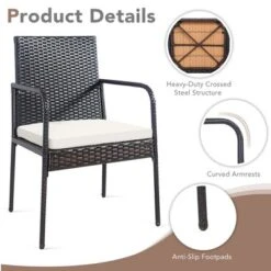 Costway 4PCS Patio Wicker Rattan Dining Chairs Cushioned Seats Armrest Garden -Outdoor Deals Garden Store GUEST b04e34e6 0651 4aab b5c2 a2c08302417a
