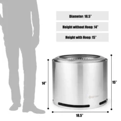 Costway 18.5'' Smokeless Fire Pit 304 Stainless Steel Stove Bonfire With Waterproof Cover -Outdoor Deals Garden Store GUEST b09d1f7e c19f 4f37 857d 79e299ad842e