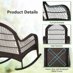 Costway 2PCS Patio Wicker Rocking Chair W/Seat Back Cushions & Lumbar Pillow Balcony -Outdoor Deals Garden Store GUEST b0c30b82 ae15 4657 98ca 0ac17be1d538