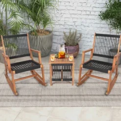 Costway 3pcs Patio Acacia Wood Bistro Table Rocking Chair Set All-Weather Rope Outdoor 11 Costway 3pcs Patio Acacia Wood Bistro Table Rocking Chair Set All-Weather Rope Outdoor -Outdoor Deals Garden Store GUEST b1f61467 5fe2 4ff4 ab96 3245def4281b