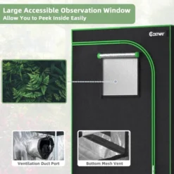 Costway 36''x20''x63'' Mylar Hydroponic Grow Tent W/Observation Window & Floor Tray GrayBlack -Outdoor Deals Garden Store GUEST b2a6c8c1 9eb3 498c a5a0 625351505af6