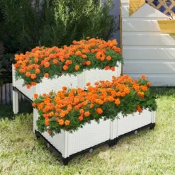 Costway Set Of 4 Raised Garden Bed Elevated Flower Vegetable Herb Grow Planter Box White -Outdoor Deals Garden Store GUEST b2b39834 c71c 421d b3b5 a45ea2ede986